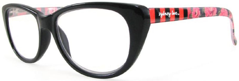 Sydney Love 674 in Brown Fade or Black front w/ Red Stripe Temples - ReadingGlassWorld