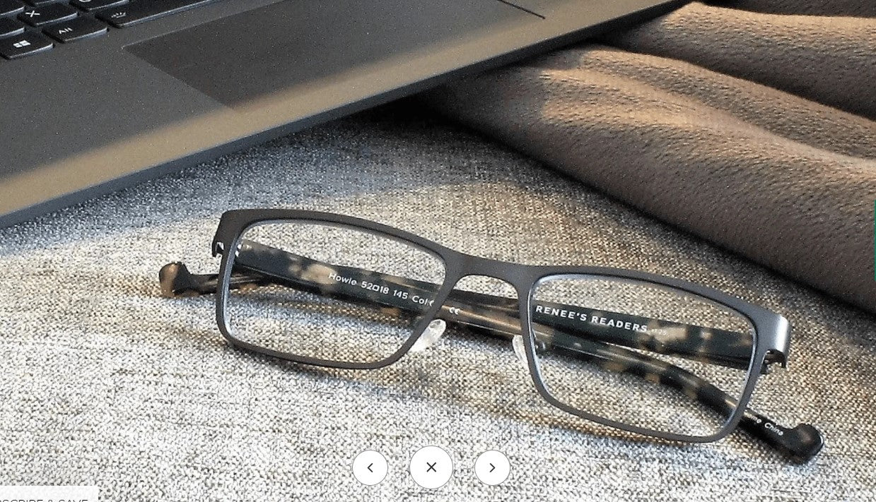 Renee's Readers Blue Light Blocking Howie in Grey or Black Metal