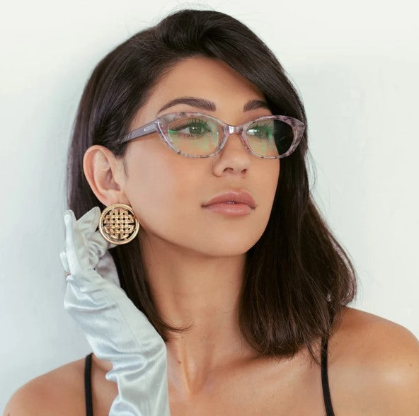 Renee's Readers Blue Light Blocking Cat Eye Lauren in Grey Rose or Brown Rose