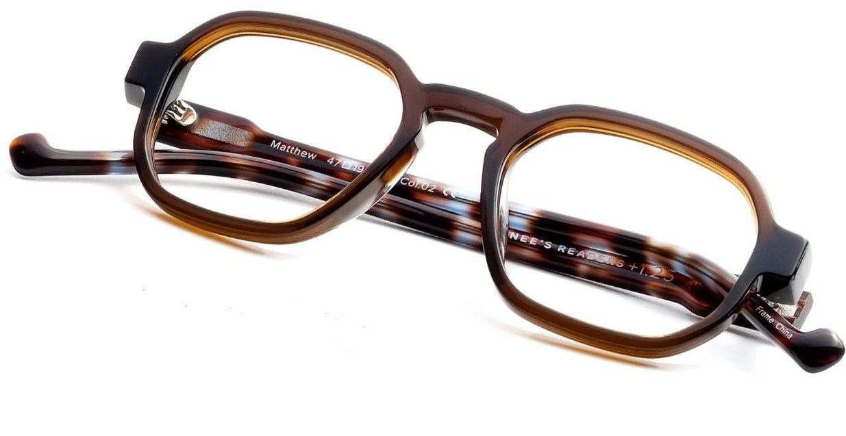 Renee's Readers Blue Light Blocking Matthew in Grey w/Blonde temples or Brown w/Brown Blue Temples