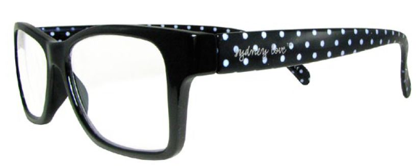Sydney Love 1003 in Black front w/ B&W dot Temples - ReadingGlassWorld