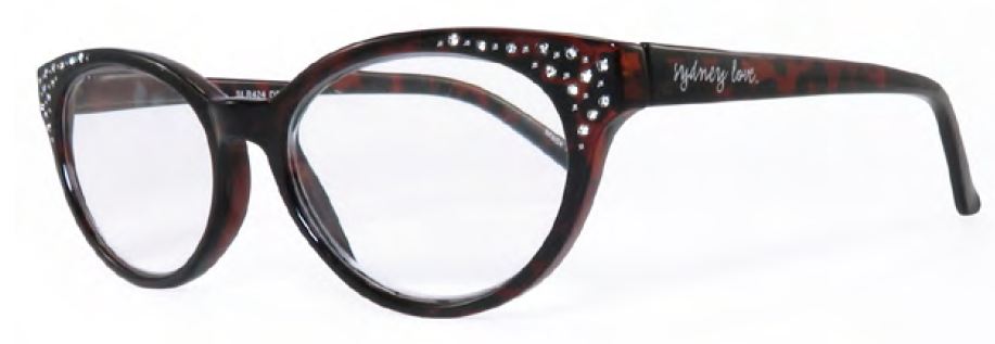 Sydney Love 424 in Blue Tortoise or Dark Brown Tortoise w/ Crystal accents - ReadingGlassWorld