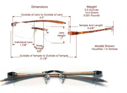 Visualites 01 Rimless Rectangle offered in 14 exciting colors