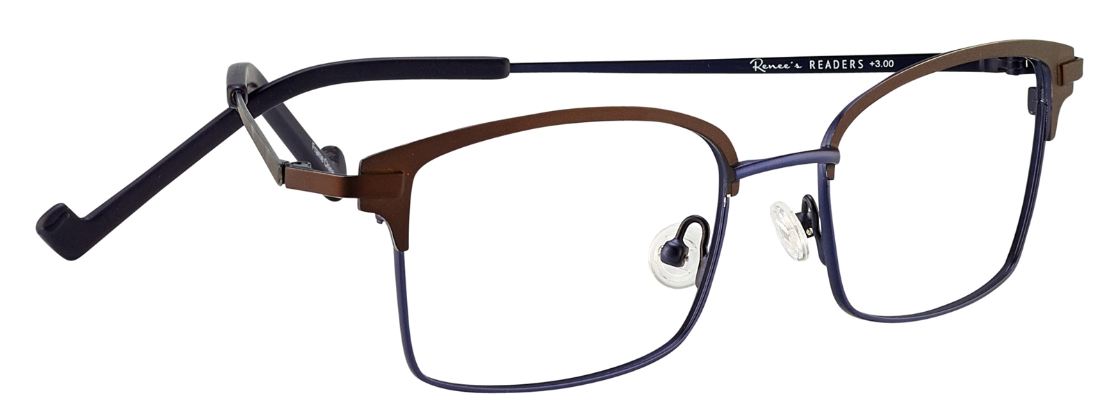 Renee's Readers Lightweight Leslie in Charcoal/Taupe or Brown/Navy - ReadingGlassWorld